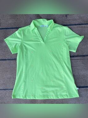 Lady Hagen Essentials green white pink short sleeve golf polo